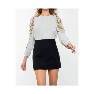 NEW THML mixed media knit top in blue